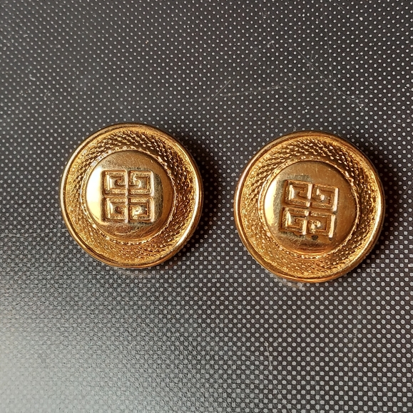 Givenchy coulture earrings signed glam gold clip - Picture 1 of 6